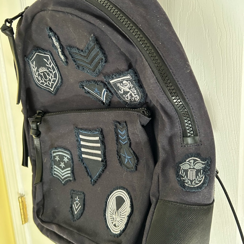 John Varvatos Black Backpack with Embroidered Patches - Picture 2 of 7